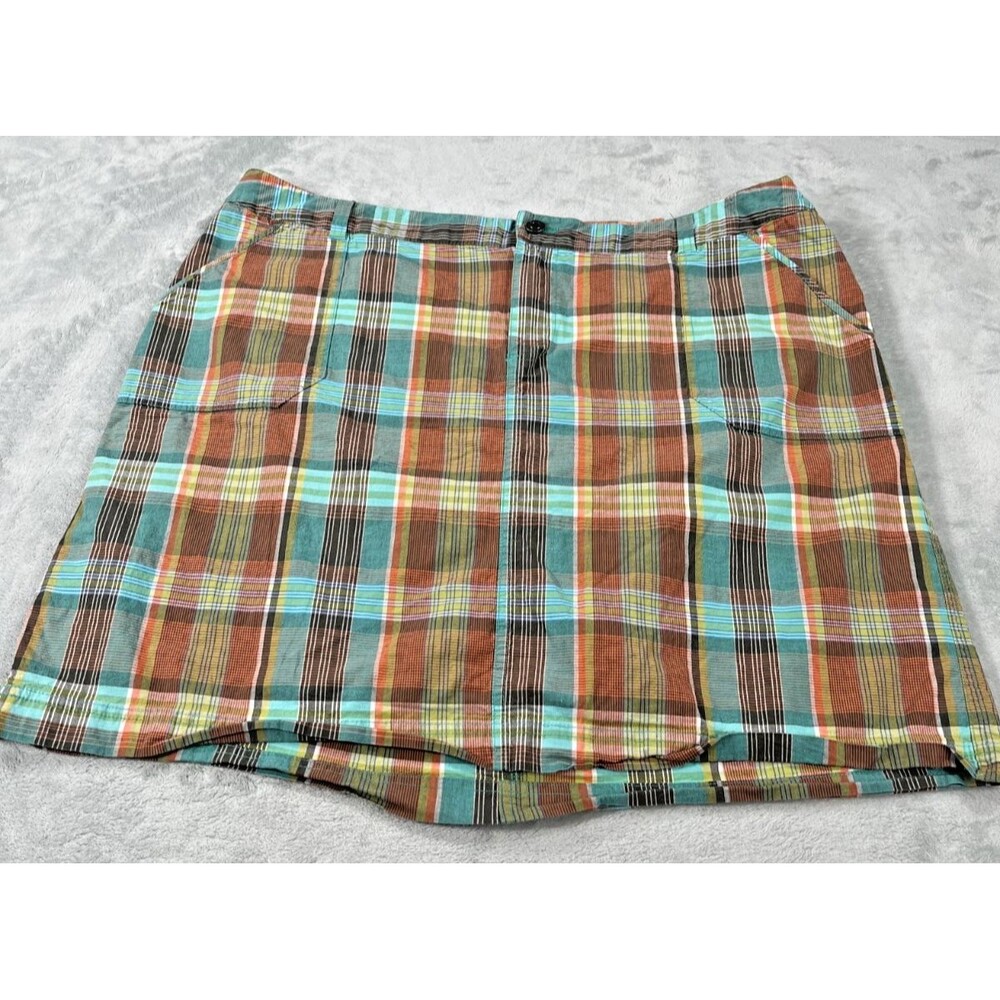 CJ Banks Womens 18 Plaid Skirt/Skort Multi Color Side Pockets Button/Zipper